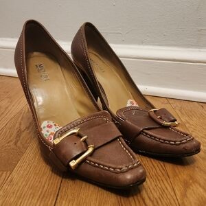 Michael Kors Brown Pointy Toe Leather Heels